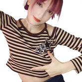Y2k Striped Off Shoulder Top